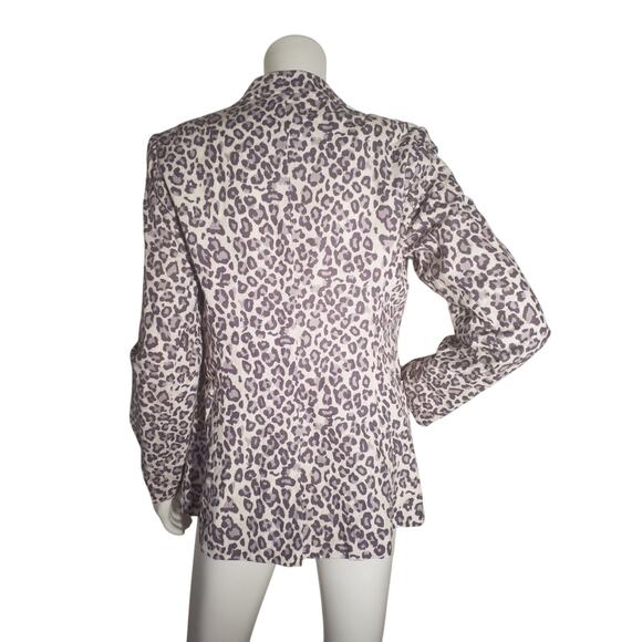 Rachel Zoe M Animal Print Linen Blend Lined Blazer - Picture 3 of 7